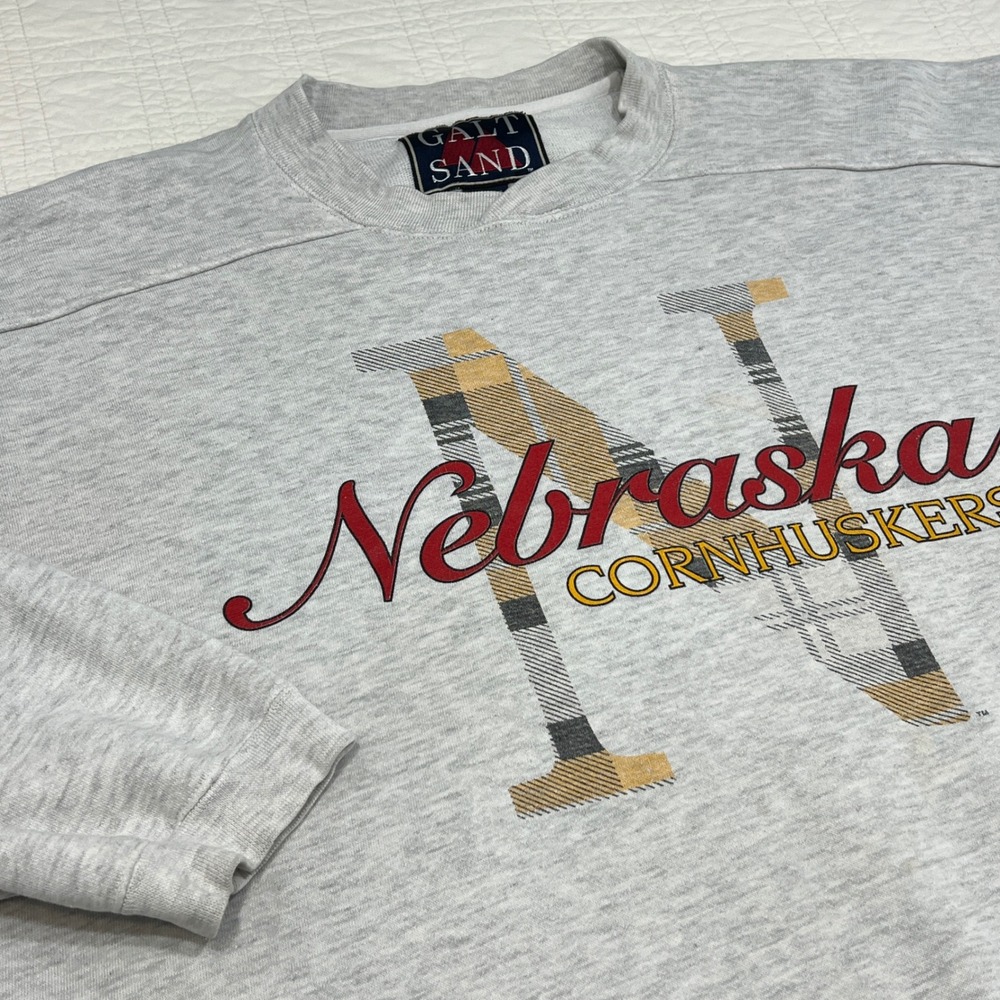Vintage Galt Sand Nebraska Cornhuskers Sweatshirt Gray Plaid N XXL 90s NCAA*NOTE